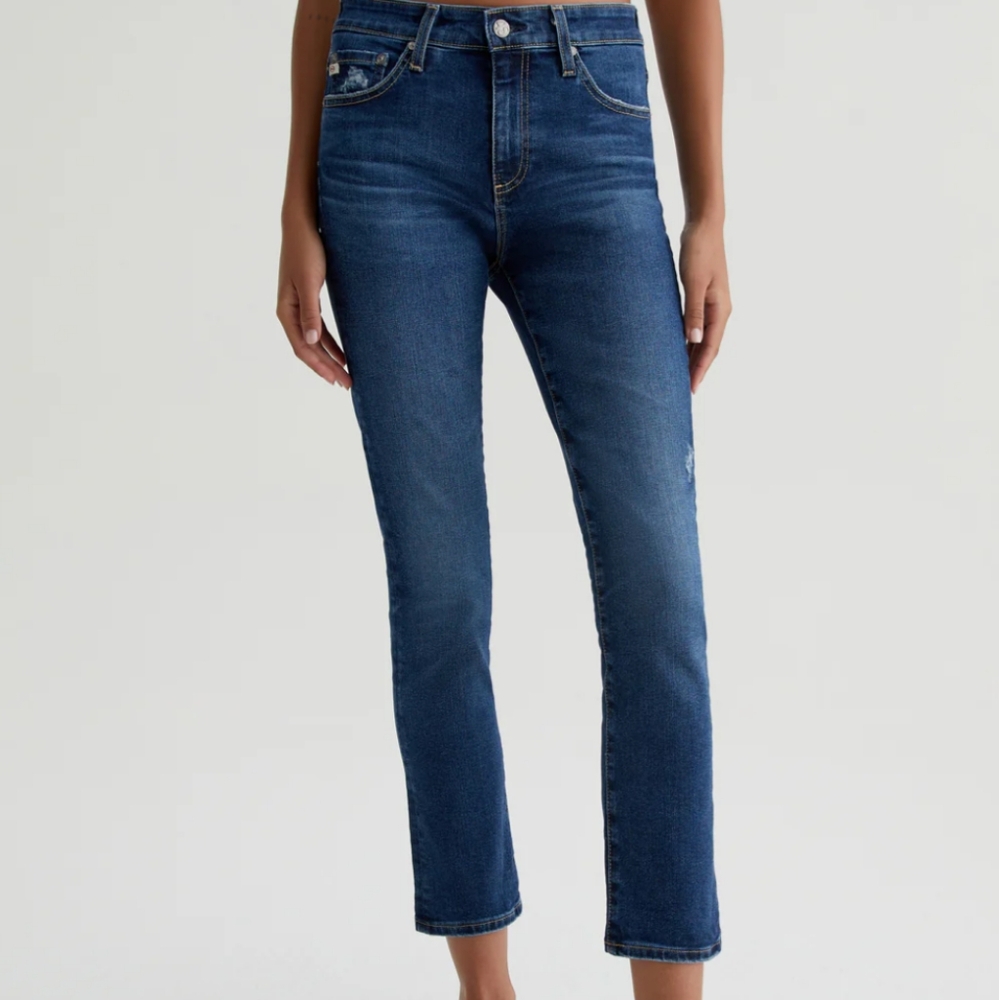 AG Mari Crop High Rise Slim Straight Leg Jeans 9 Years Departure Denim 28